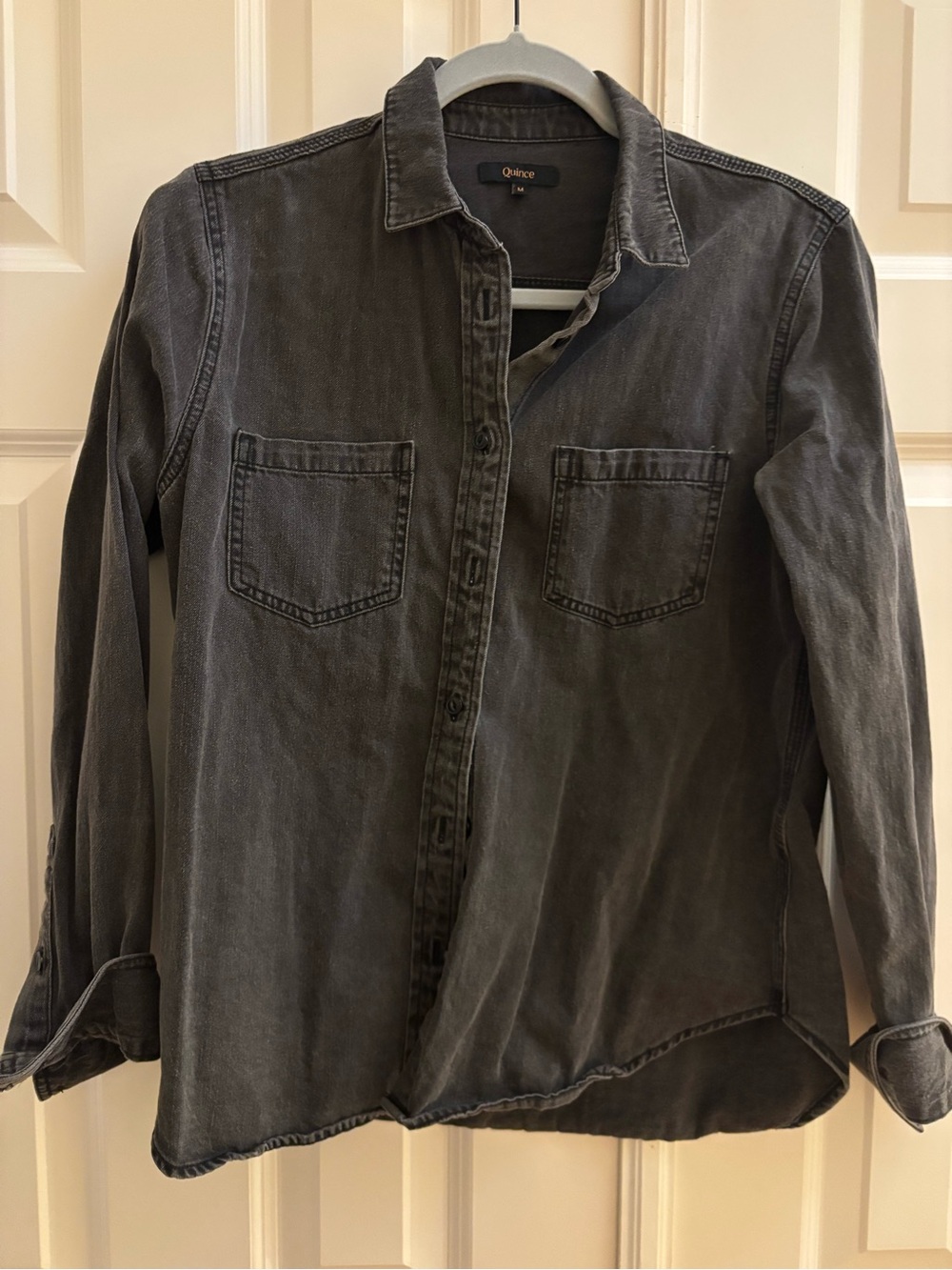 Quince Washed Black womens Denim Shirt Jacket - Picture 2 of 3